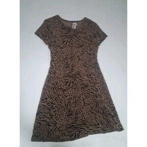 Vtg 80s 90s Animal Print Mini Dress Size 9 Byer Too California Slinky Fitted USA